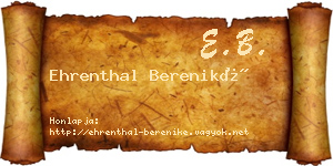 Ehrenthal Bereniké névjegykártya